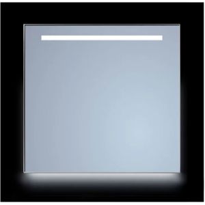 Spiegel Sanicare Q-Mirrors 80x70 cm Vierkant Met Aan De Bovenkant & Onderzijde LED Cold White, Omlijsting Chroom incl. ophangmateriaal Met Afstandsbediening Sanicare