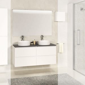 Onderkast Wiesbaden Bologna 120 cm Incl Stenen Blad Mat Wit