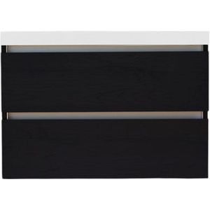 Onderkast Sanilux Trendline Met Greeplijst Aluminium 80x47x52 Cm Black Oak Sanilux