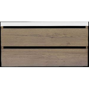 Onderkast Sanilux Trendline Met Greeplijst Mat Zwart 120x47x52 Cm Tabak Oak Sanilux