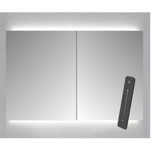 Spiegelkast Sanicare Qlassics Ambiance 80x60 cm Met Dubbelzijdige Spiegeldeuren, LED Verlichting En Afstandsbediening Grey Wood Sanicare
