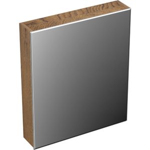 Spiegelkast Forzalaqua Uni 59.5x68.5x12.5 Cm 1 Deur Links Tweezijdig Spiegel Eiken Castle Brown Forzalaqua