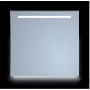 Spiegel Sanicare Q-Mirrors 120x70 cm Vierkant Met Aan De Bovenkant & Onderzijde LED Cold White, Omlijsting Chroom incl. ophangmateriaal Met Afstandsbediening Sanicare