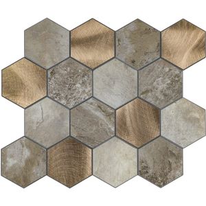 Mozaïek Isodeco Steenstrip Hexagon Zelfklevend 25.0x29.0 cm Beige Large (Prijs Per Stuk)