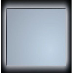 Spiegel Sanicare Q-Mirrors 70x70 cm Vierkant Met Rondom LED Warm White, Omlijsting Mat Zwart incl. ophangmateriaal Zonder Schakelaar Sanicare