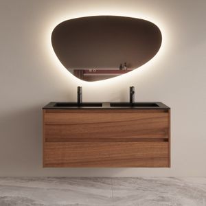 BWS - Riga - Badmeubelset - Mat Zwart - 120 cm - Walnoot