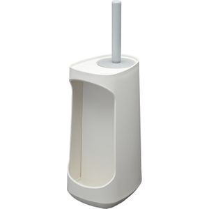 Tiger Tess - Toiletborstelhouder met opbergfunctie vrijstaand en Swoop® borstel flexibel - Wit / Lichtgrijs