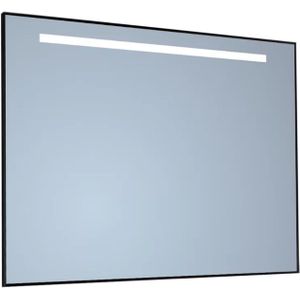 Spiegel Sanicare Q-Mirrors 65x70 cm Vierkant Met Aan De Bovenkant LED Cold White, Omlijsting Mat Zwart incl. ophangmateriaal Sanicare