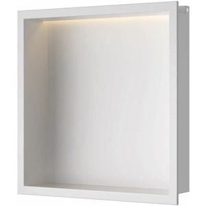 Inbouwnis Luca Sanitair 30x30x6,5cm RVS Mat Wit PVD + LED verlichting