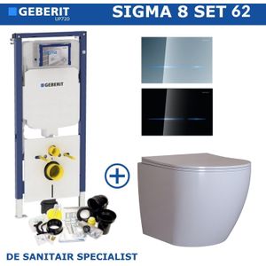 Geberit Sigma 8 (UP720) Toiletset set62 Mudo Rimless Met Sigma 80 Drukplaat
