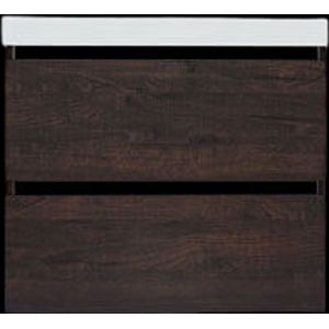 Onderkast Sanilux Trendline Met Greeplijst Mat Zwart 60x47x52 Cm Brown Oak