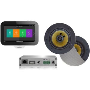 Music Center Aquasound N-Joy Controller (IPX7) + Wand Lader + Rumba Speakerset + Wifi-Audio Versterker 30 Watt Mat Chroom