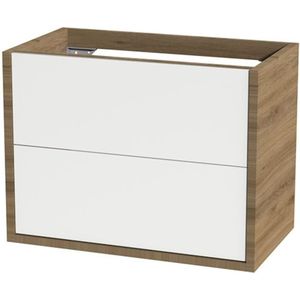 Tiger Boston Wastafelonderkast 80 cm Hoogglans Wit Chalet Eik