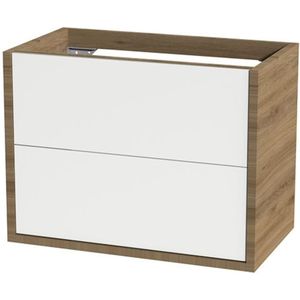 Tiger Boston Wastafelonderkast 80 cm Hoogglans Wit Chalet Eik