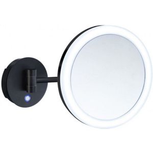 Smedbo Vergrootspiegel Draaibaar Met Dual-LED Diamater 20 cm Messing En Acrylglas Zwart Smedbo