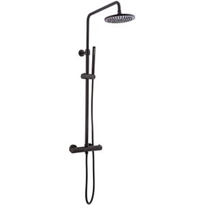 Regendoucheset Opbouw Sanilux Blair Thermostatisch Douchekop 25 cm Mat Zwart