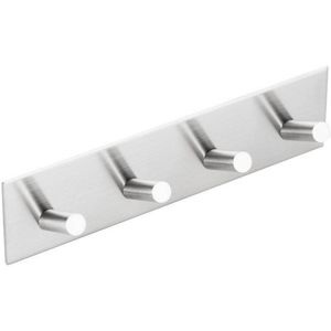 Viervoudige Handdoekhaak Sapho 18x4.4 cm Zelfklevend Geborsteld RVS