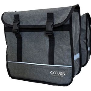 Cycloni Dubbele Fietstas 35L - Waterafstotend, MIK Bevestiging & Reflectie - Grijs