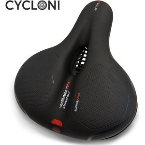 Cycloni Ergonomisch Fietszadel - Inclusief Zadelstrop - Zwart/Rood - Unisex