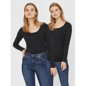Top - Zwart - Katoen - Lange Mouwen - Regular Fit
