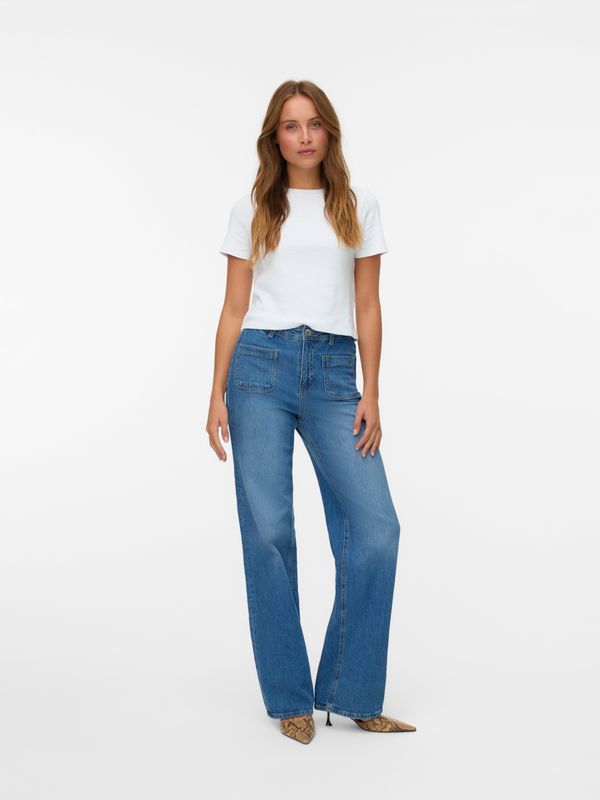Vmtessa - High Rise Wide Leg Fit Jeans - Stonewash - Wide Fit