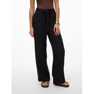 Broek met Wijde Pijpen - Zwart - Polyester - High Waist