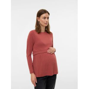 MAMALICIOUS - MLANABELLA - Shirt - Roestbruin - Lange Mouw - Slanke Pasvorm