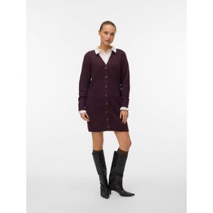 Vmlefile - Korte Jurk - Gebreide Jurk - V-Hals - Lange Mouwen - Knielengte