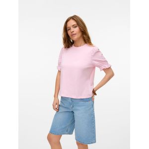 Vmsenna - Top - O-hals - Korte Mouwen - Volumineuze Mouwen - Geborduurd Detail - Regular Fit