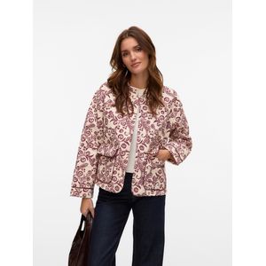 Gequilte Jas - Print - O-hals - Lange Mouwen - Drukknoopsluiting - Voorzakken