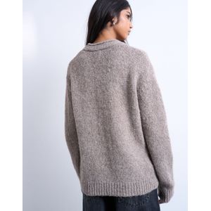 Tssille - Gebreid Vest - V-Hals - Lange Mouwen - Knoopsluiting - Long Line Fit