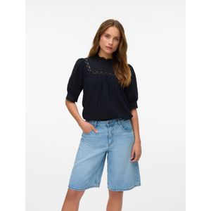 Top - O-hals - Wit - Katoen - Kanten Detail