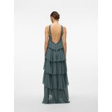 Cocktailjurk - Effen - Lang/maxi - Mouwloos - Ritssluiting - Volant - Gedrapeerd - Backless