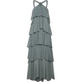 Cocktailjurk - Effen - Lang/maxi - Mouwloos - Ritssluiting - Volant - Gedrapeerd - Backless