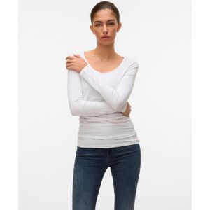 Vero Moda T-shirt Vmmaxi My Ls Soft Long U-neck Noos 10152908 Bright White Dames