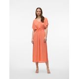 Vmmenny - Lange Jurk - V-Hals - Korte Mouwen - Elastische Taille