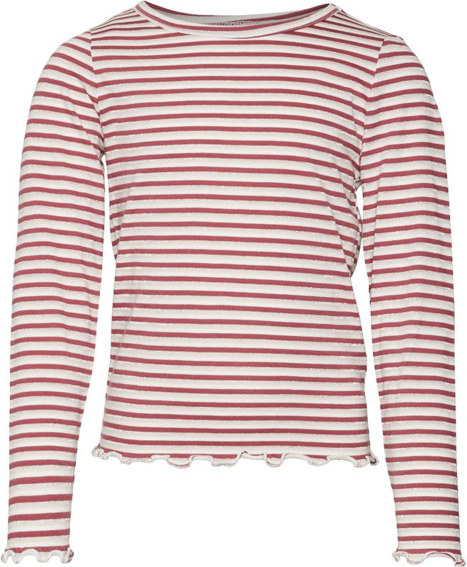 VERO MODA - Top - Roze - Katoen - O-hals met Lange Mouwen