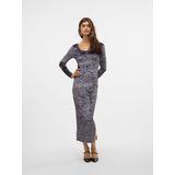 Vmmolly - Lange Jurk - Feestjurk - U-Hals - Lange Mouwen - Open Rug - Tight Fit