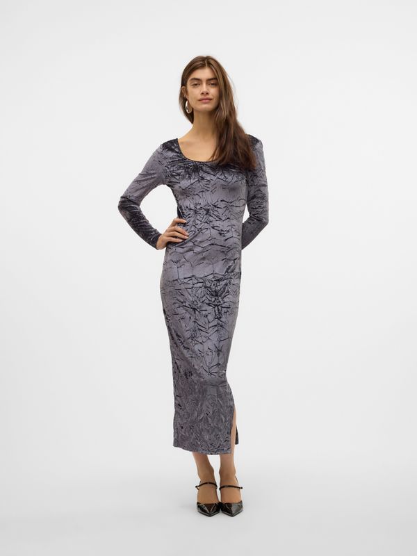 Vmmolly - Lange Jurk - Feestjurk - U-Hals - Lange Mouwen - Open Rug - Tight Fit