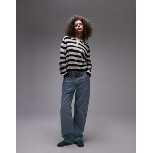 Topshop Knitted Light Weight Stripe Polo