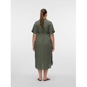 Blousejurk - Blauw - Katoen - Korte Mouwen - Riem in Taille