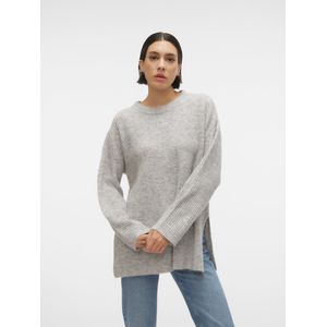 Pullover - Gebreid - O-hals - Lange Mouwen - Verlaagde Schoudernaden - Lang