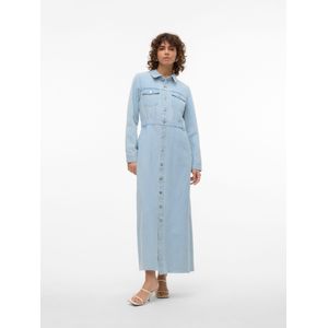 Blazerjurk - Blauw - Katoen - Overhemdkraag - Lange Mouwen - Knoopsluiting