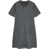 VERO MODA Vmjohanna Ss O-Neck Dress Exp, Medium grijs (grey melange), XS
