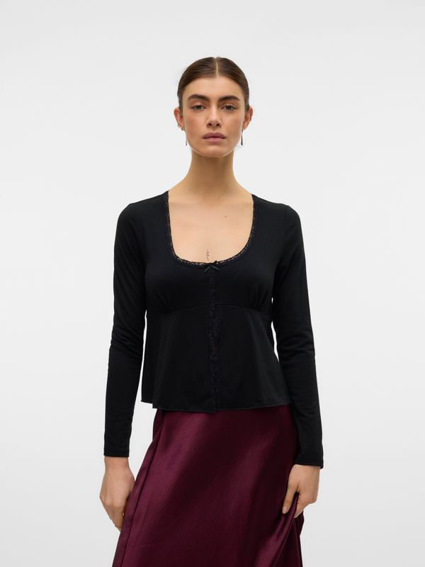 VERO MODA - Tia - Shirt - Zwart - Lange Mouwen