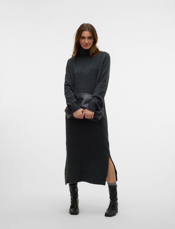 Vmboom - Midi-jurk - Gebreide Jurk - Rolkraag - Lange Mouwen - Enkel Lengte