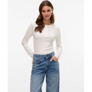 Top - O-hals - Lange Mouwen - Knoopsluiting - Knoop Detail - Tight Fit