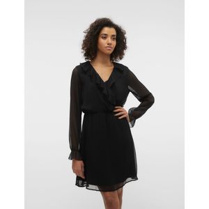 Vmhilda - Korte Jurk - Zwart - V-Hals - Lange Mouwen - Regular Fit