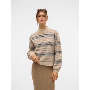 VERO MODA - VMTrixie - Trui - Beige / Crème / Zwart
