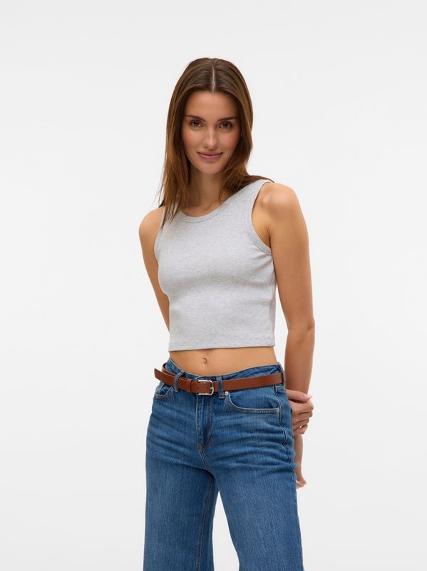 VERO MODA Dames Vmchloe Sl Crop Tank Top JRS Noos, lichtgrijs gem., XS